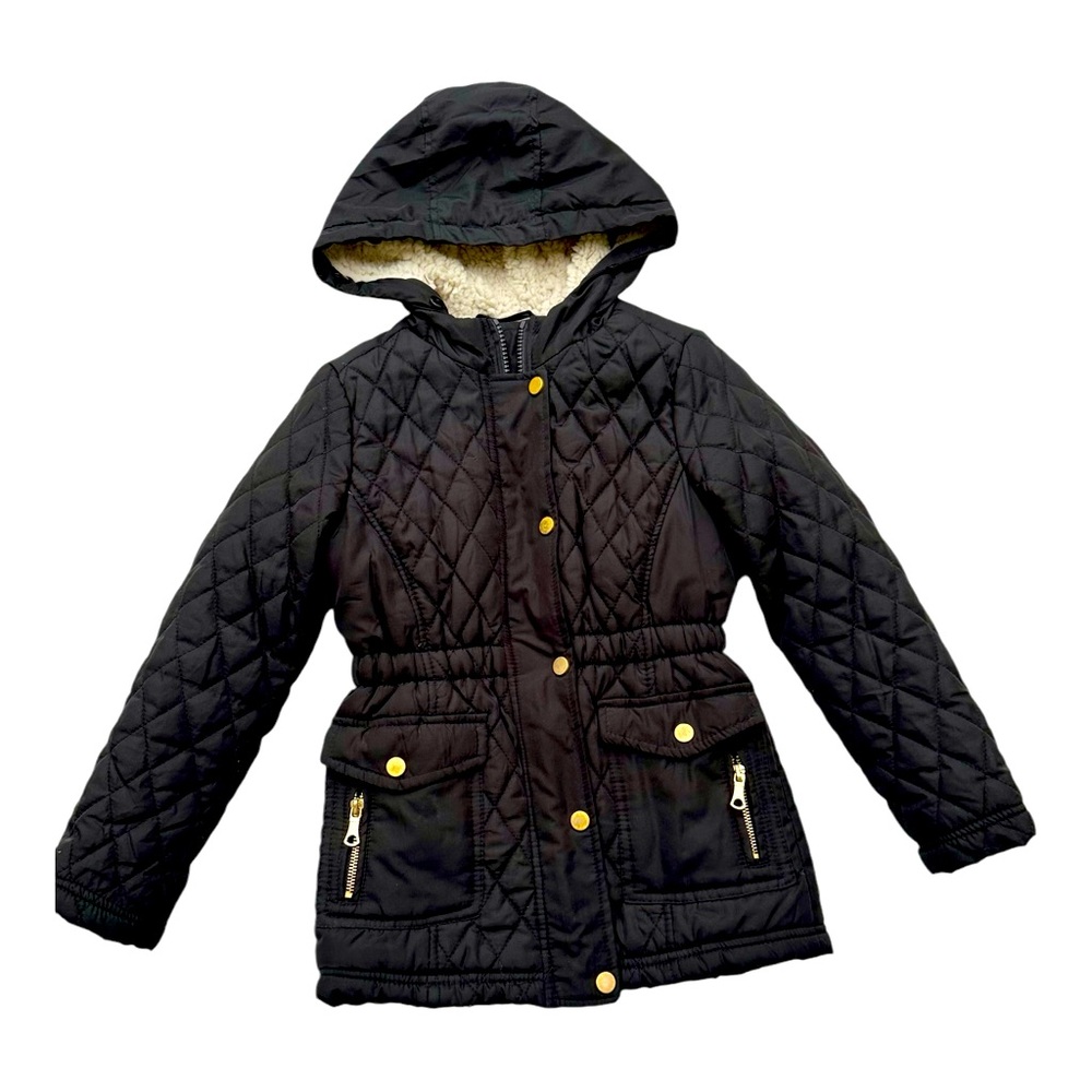 Cat & Jack Black Quilted Coat Size 6/6x